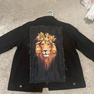 Black denim lion jacket